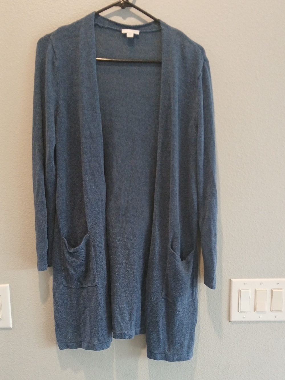 J. Jill Medium Knit Denim Blue Open-Front Women's Cardigan with Pockets